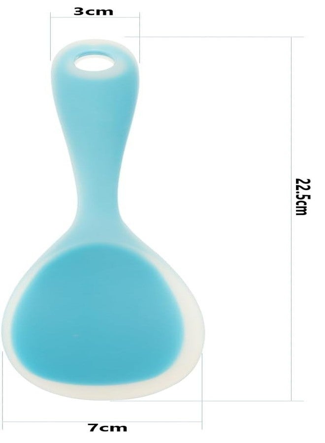 Ramkuwar Rice Paddle Silicone Standing Rice Spatula - Heat-Resistant Non-Stick Rice Spoon Paddle for Rice Cookers, Serving Spoon for Rice, Ideal for Cooking, Serving & Mixing - Blue - Image 2